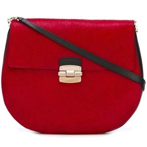 Furla Club Rubino Calf hair bag red